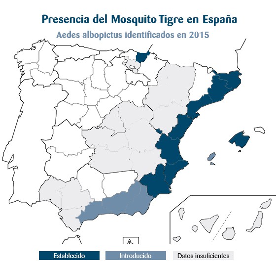 El mosquito tigre en España aquí os dejamos un mapa de la presencia del mosquito tigre en España
